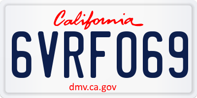 CA license plate 6VRF069