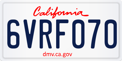 CA license plate 6VRF070