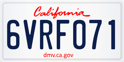 CA license plate 6VRF071