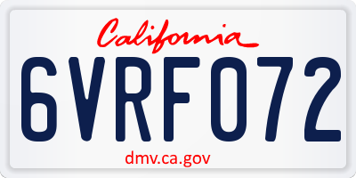 CA license plate 6VRF072