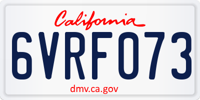 CA license plate 6VRF073