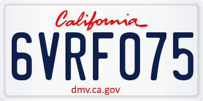 CA license plate 6VRF075