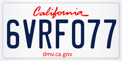 CA license plate 6VRF077