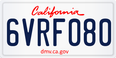 CA license plate 6VRF080