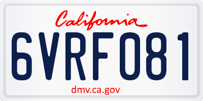 CA license plate 6VRF081