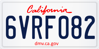 CA license plate 6VRF082