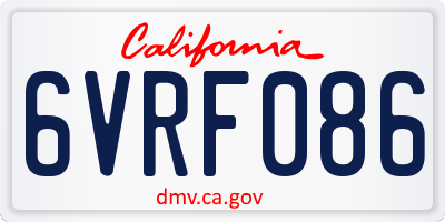 CA license plate 6VRF086