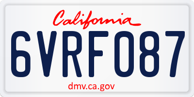 CA license plate 6VRF087