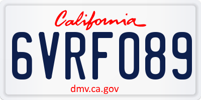 CA license plate 6VRF089