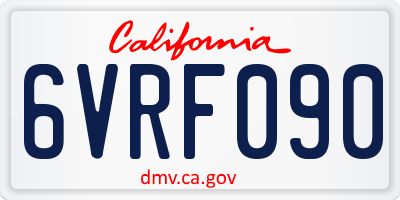 CA license plate 6VRF090
