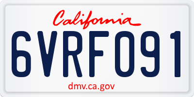 CA license plate 6VRF091