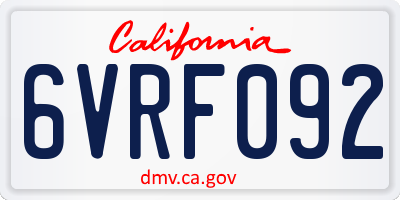 CA license plate 6VRF092