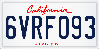 CA license plate 6VRF093