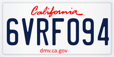 CA license plate 6VRF094
