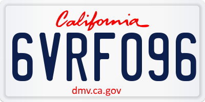 CA license plate 6VRF096