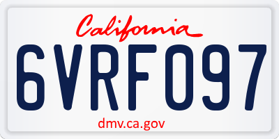 CA license plate 6VRF097