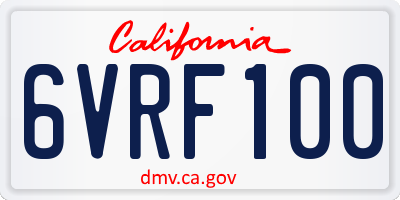 CA license plate 6VRF100