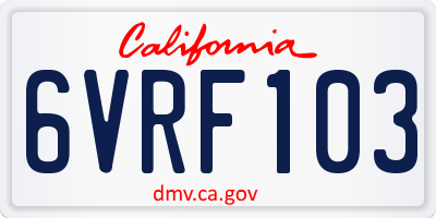 CA license plate 6VRF103