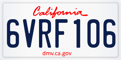 CA license plate 6VRF106