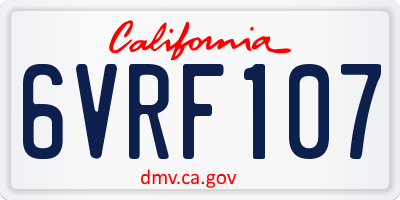 CA license plate 6VRF107