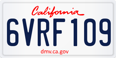 CA license plate 6VRF109