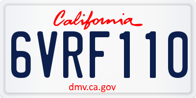 CA license plate 6VRF110