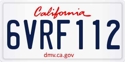 CA license plate 6VRF112