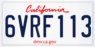 CA license plate 6VRF113