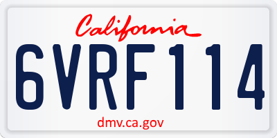CA license plate 6VRF114