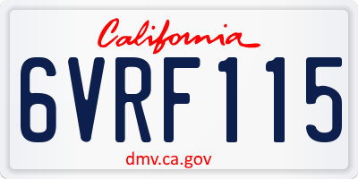 CA license plate 6VRF115