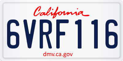 CA license plate 6VRF116