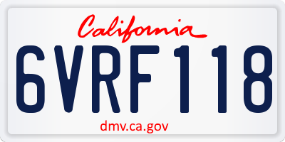 CA license plate 6VRF118
