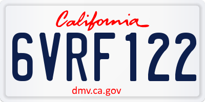 CA license plate 6VRF122