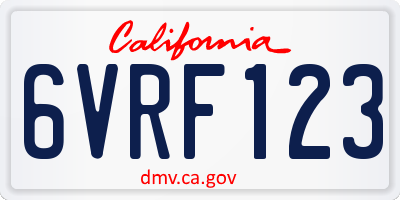 CA license plate 6VRF123