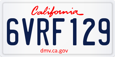 CA license plate 6VRF129
