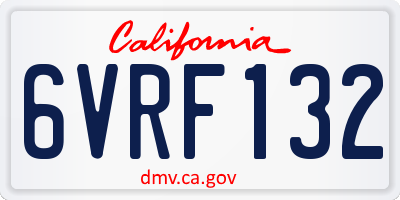 CA license plate 6VRF132