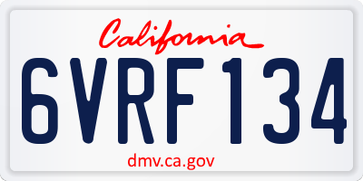CA license plate 6VRF134