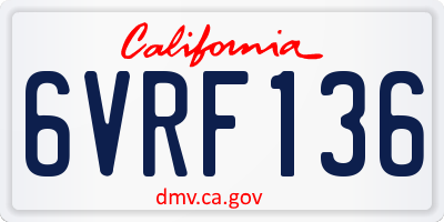 CA license plate 6VRF136