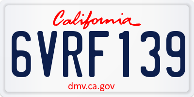 CA license plate 6VRF139