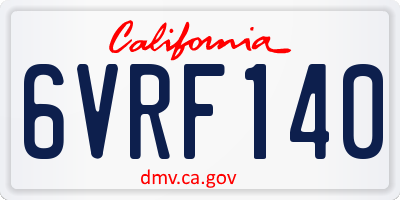 CA license plate 6VRF140
