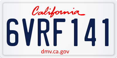 CA license plate 6VRF141