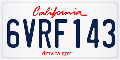 CA license plate 6VRF143