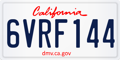 CA license plate 6VRF144