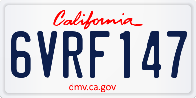 CA license plate 6VRF147