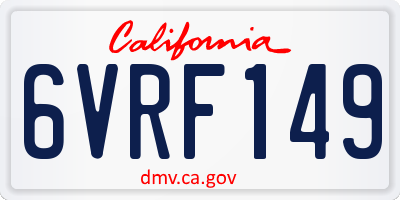 CA license plate 6VRF149