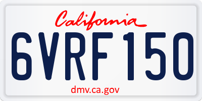 CA license plate 6VRF150