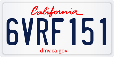 CA license plate 6VRF151