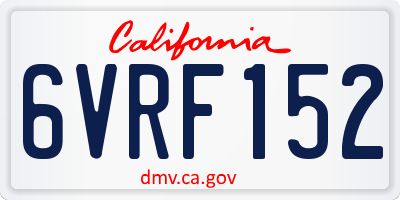 CA license plate 6VRF152