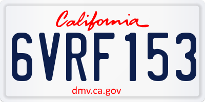 CA license plate 6VRF153
