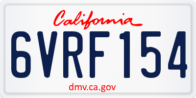 CA license plate 6VRF154